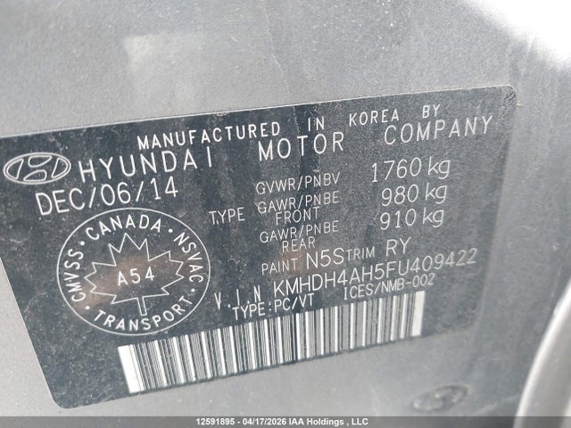 KMHDH4AH5FU409422 Hyundai Elantra Se/sport/limited