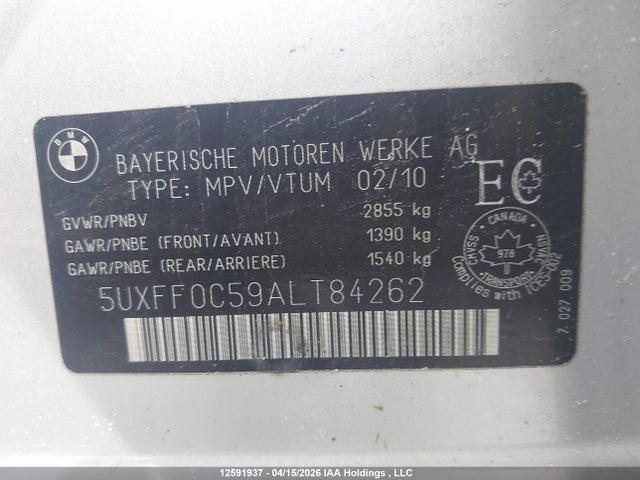 Продаж на аукціоні авто 2010 Bmw X5 Xdrive35d, vin: 5UXFF0C59ALT84262, номер лоту: 12591937