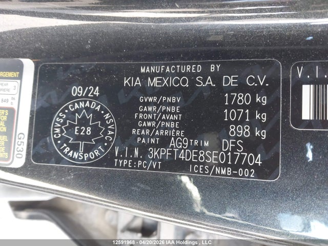 Aukcja sprzedaży 2025 Kia K4 Lx, vin: 3KPFT4DE8SE017704, numer aukcji: 12591968