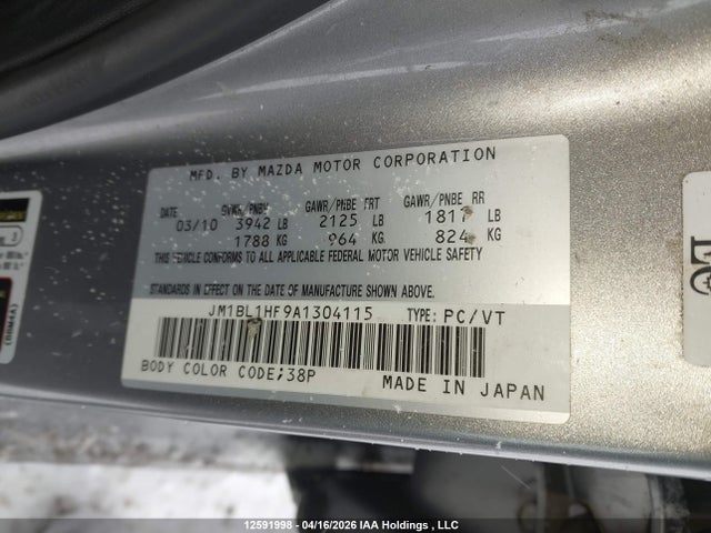 Aukcja sprzedaży 2010 Mazda Mazda3 Gx, vin: JM1BL1HF9A1304115, numer aukcji: 12591998