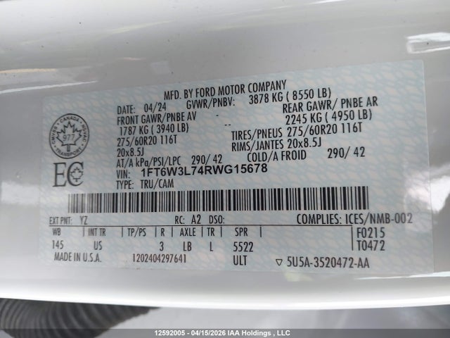Ford F-150 Lightning Flash 2024 1FT6W3L74RWG15678 Image 18