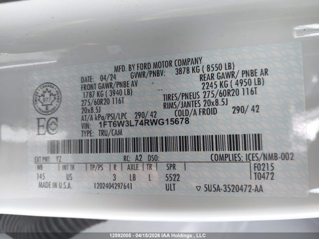 Ford F-150 Lightning Flash 2024 1FT6W3L74RWG15678 Image 9