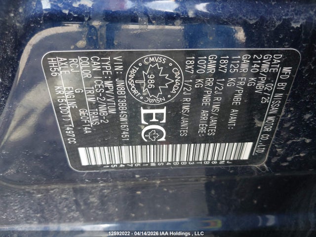 2025 Nissan Rogue Sv/rock Creek მანქანა იყიდება აუქციონზე, vin: JN8BT3BB4SW167451, აუქციონის ნომერი: 12592022