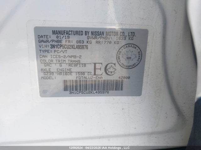 3N1CP5CU2KL495976 Nissan Kicks