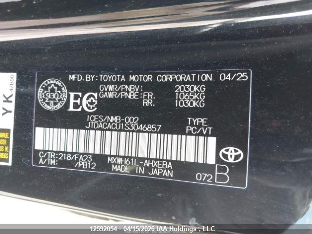 Продаж на аукціоні авто 2025 Toyota Prius Se/xse/xse Premium, vin: JTDACACU1S3046857, номер лоту: 12592054