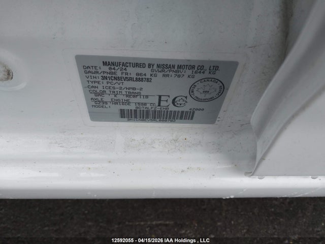 Продажа на аукционе авто 2024 Nissan Versa Sv, vin: 3N1CN8EV5RL888782, номер лота: 12592055