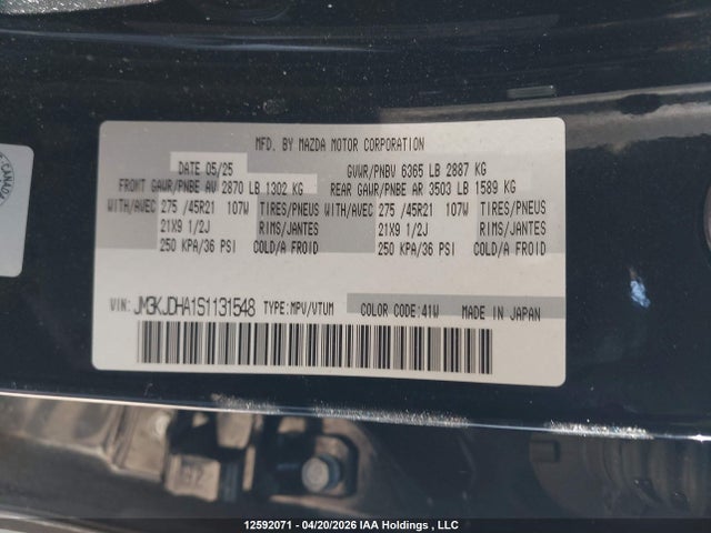 Продаж на аукціоні авто 2025 Mazda Cx-70 Plug-in Hybrid Gt, vin: JM3KJDHA1S1131548, номер лоту: 12592071