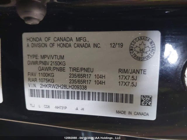 2HKRW2H28LH209338 Honda CR-V LX