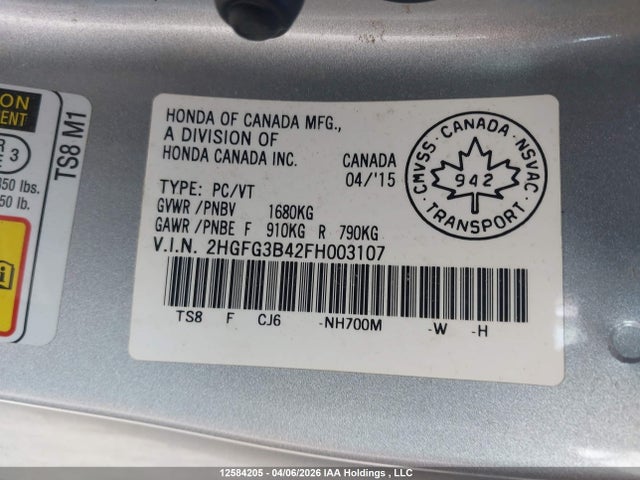 2HGFG3B42FH003107 Honda Civic Lx