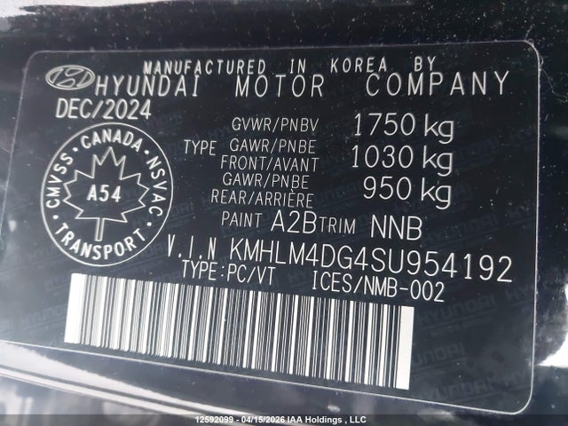 2025 Hyundai Elantra Sel Sport მანქანა იყიდება აუქციონზე, vin: KMHLM4DG4SU954192, აუქციონის ნომერი: 12592099