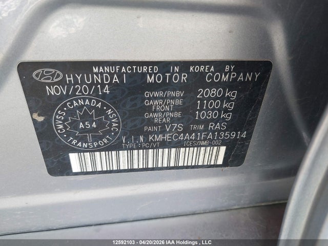 Продаж на аукціоні авто 2015 Hyundai Sonata Hybrid/limited, vin: KMHEC4A41FA135914, номер лоту: 12592103