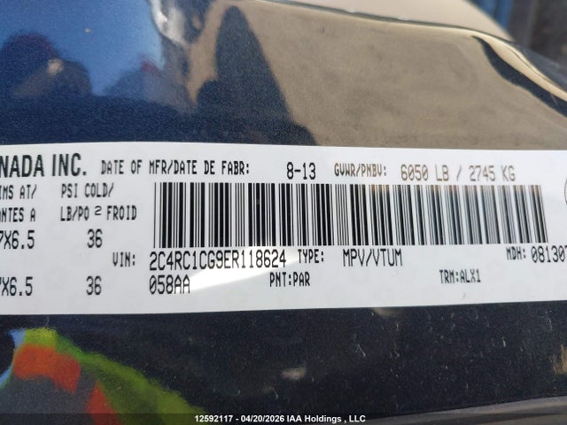 12592117 :رقم المزاد ، 2C4RC1CG9ER118624 vin ، 2014 Chrysler Town & Country Touring مزاد بيع