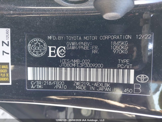 Aukcja sprzedaży 2023 Toyota Corolla Le/se/xle, vin: JTDBCMFE3P3009200, numer aukcji: 12592129