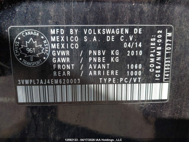 Продаж на аукціоні авто 2014 Volkswagen Golf 2.0 Tdi Comfortline/2.0 Tdi Highline/2.0 Tdi Trendline/2.0 Tdi Wolfsburg Edition, vin: 3VWPL7AJ4EM620003, номер лоту: 12592133