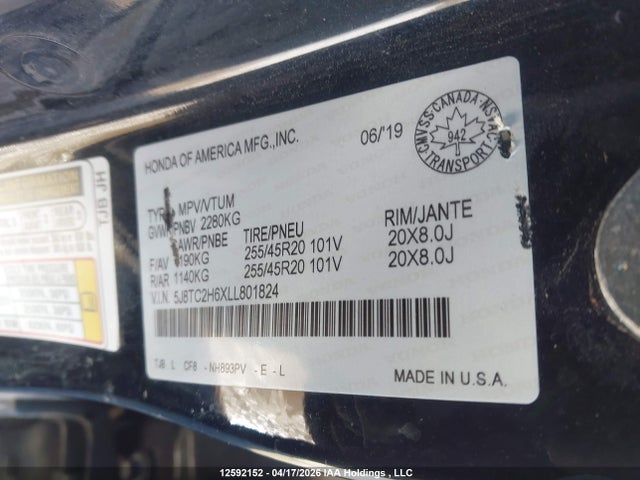5J8TC2H6XLL801824 Acura Rdx A-spec