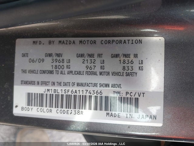 Aukcja sprzedaży 2010 Mazda Mazda3 Gs/gx, vin: JM1BL1SF6A1174366, numer aukcji: 12580926