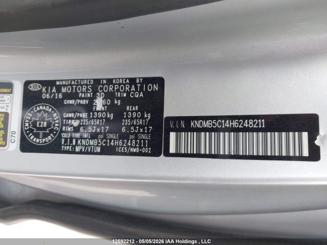 KNDMB5C14H6248211 KIA Sedona Lx/lx+