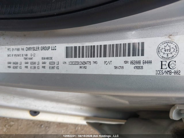 Продажа на аукционе авто 2012 Dodge Avenger Sxt, vin: 1C3CDZCB1CN294779, номер лота: 12592221