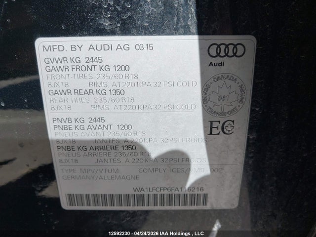 WA1LFCFP6FA115216 Audi Q5 2.0t Progressiv