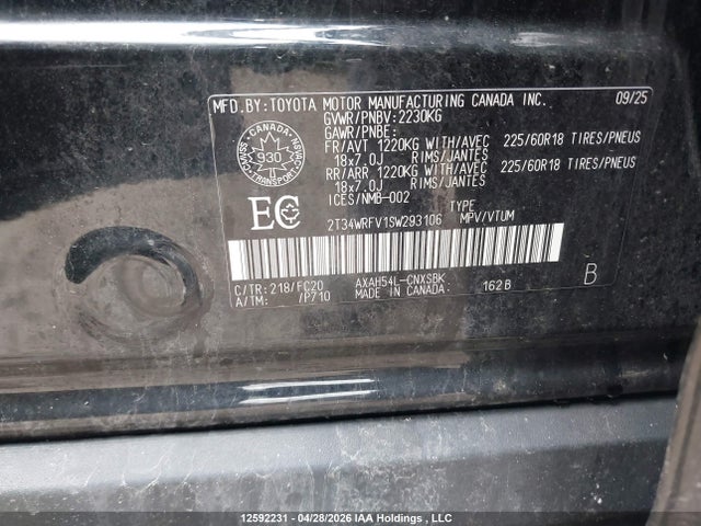 2T34WRFV1SW293106 Toyota RAV4