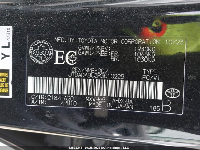JTDADABU3R3010225 Toyota Prius