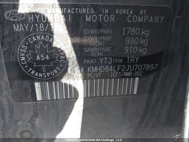 KMHD84LF2JU707897 Hyundai Elantra Sel/value/limited