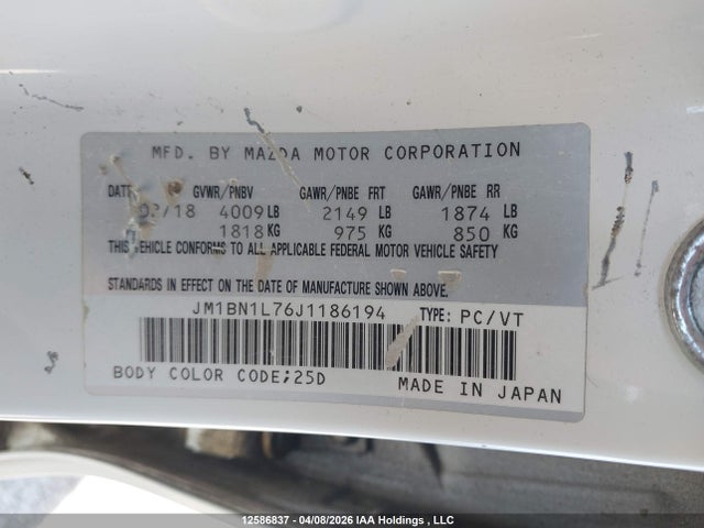 JM1BN1L76J1186194 Mazda Mazda3 50th Anniversary Edition/gs