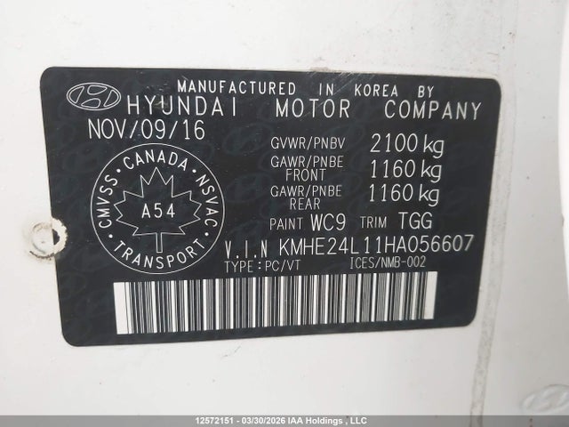 KMHE24L11HA056607 Hyundai Sonata Hybrid Hybrid
