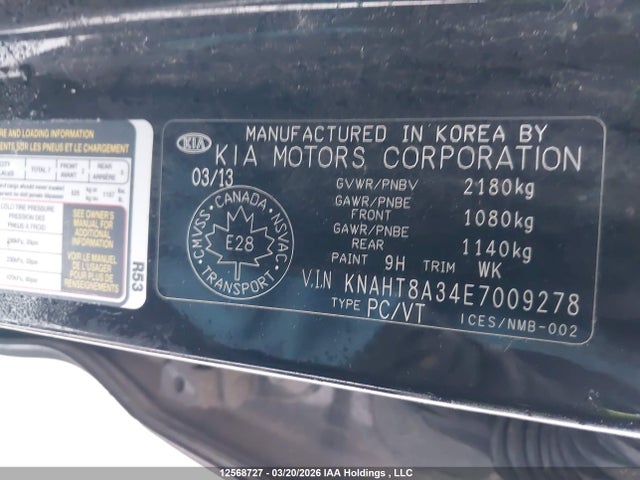 Продажа на аукционе авто 2014 Kia Rondo Lx, vin: KNAHT8A34E7009278, номер лота: 12568727