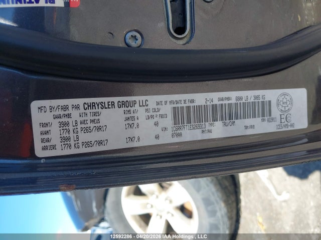 12592286 :رقم المزاد ، 1C6RR7FT1ES269313 vin ، 2014 Ram 1500 St مزاد بيع
