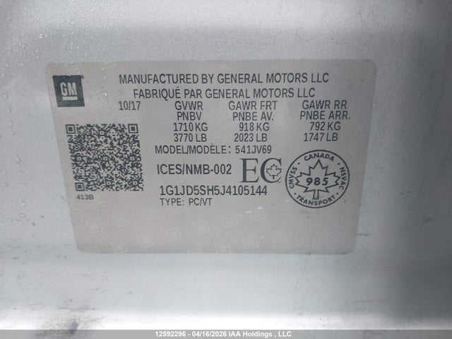 1G1JD5SH5J4105144 Chevrolet SONIC LT