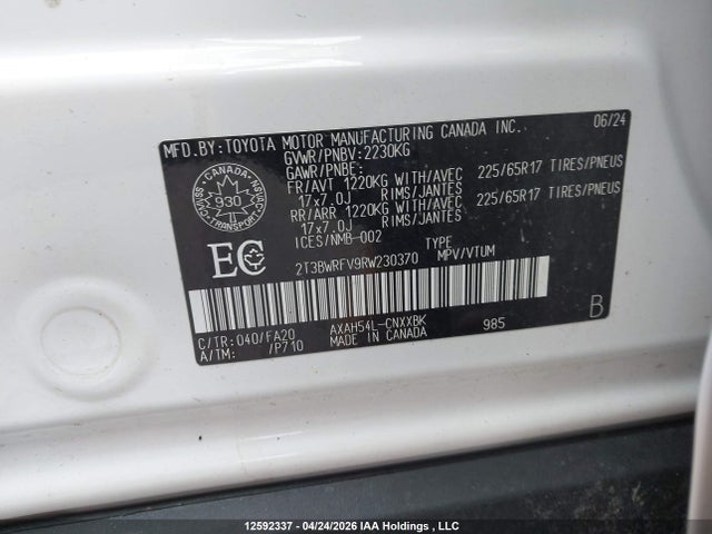 Продаж на аукціоні авто 2024 Toyota Rav4 Le, vin: 2T3BWRFV9RW230370, номер лоту: 12592337