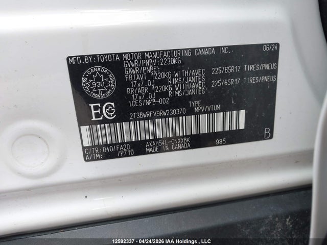 Продаж на аукціоні авто 2024 Toyota Rav4 Le, vin: 2T3BWRFV9RW230370, номер лоту: 12592337