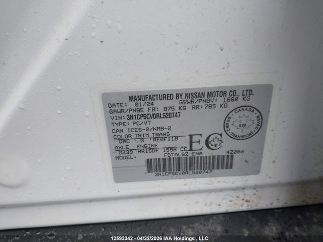 2024 Nissan Kicks Sv მანქანა იყიდება აუქციონზე, vin: 3N1CP5CV0RL520747, აუქციონის ნომერი: 12592342