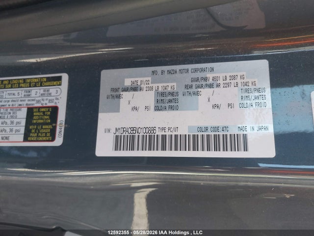 Продажа на аукционе авто 2022 Mazda Mx-30 Ev Gs, vin: JM1DRACB5N0100886, номер лота: 12592355