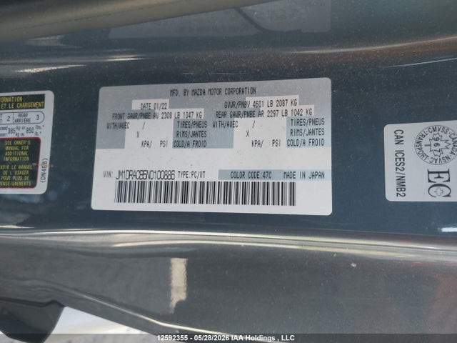 Продажа на аукционе авто 2022 Mazda Mx-30 Ev Gs, vin: JM1DRACB5N0100886, номер лота: 12592355