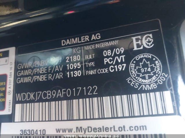 Aukcja sprzedaży 2010 Mercedes-benz E 550, vin: WDDKJ7CB9AF017122, numer aukcji: 12592361