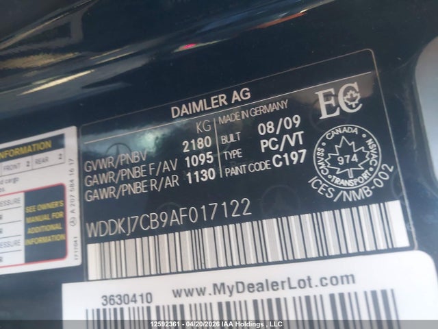 Aukcja sprzedaży 2010 Mercedes-benz E 550, vin: WDDKJ7CB9AF017122, numer aukcji: 12592361