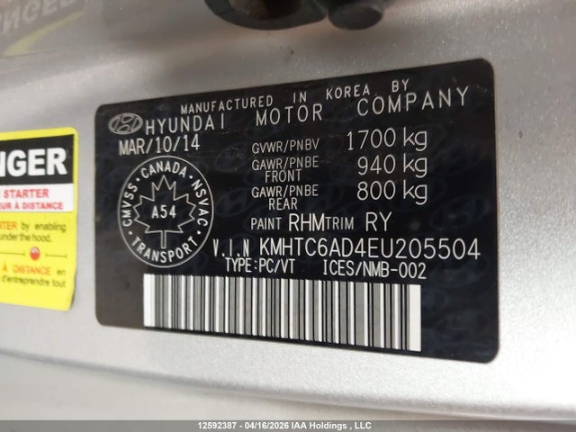 Продаж на аукціоні авто 2014 Hyundai Veloster, vin: KMHTC6AD4EU205504, номер лоту: 12592387