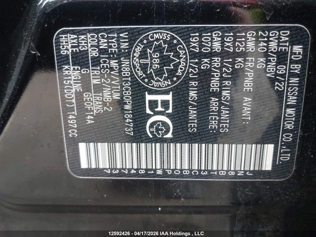 JN8BT3CB0PW184737 Nissan Rogue Sl