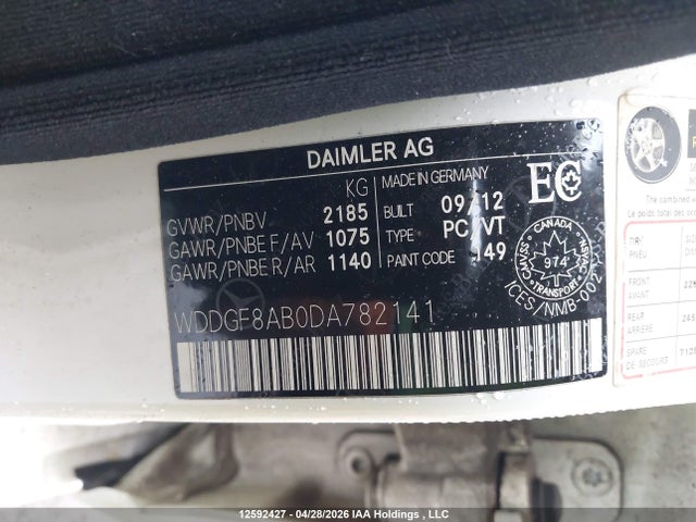Aukcja sprzedaży 2013 Mercedes-benz C 300 4matic, vin: WDDGF8AB0DA782141, numer aukcji: 12592427