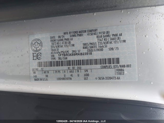 Продажа на аукционе авто 2024 Ford Transit T-250, vin: 1FTBR3X89RKB23518, номер лота: 12592429