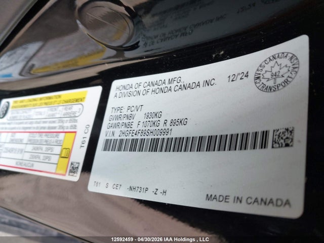2HGFE4F89SH009991 Honda Civic Sport Hybrid/sport Touring Hybrid