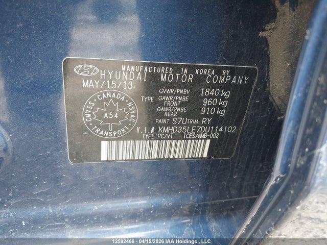 Продаж на аукціоні авто 2013 Hyundai Elantra Gt Se, vin: KMHD35LE7DU114102, номер лоту: 12592466