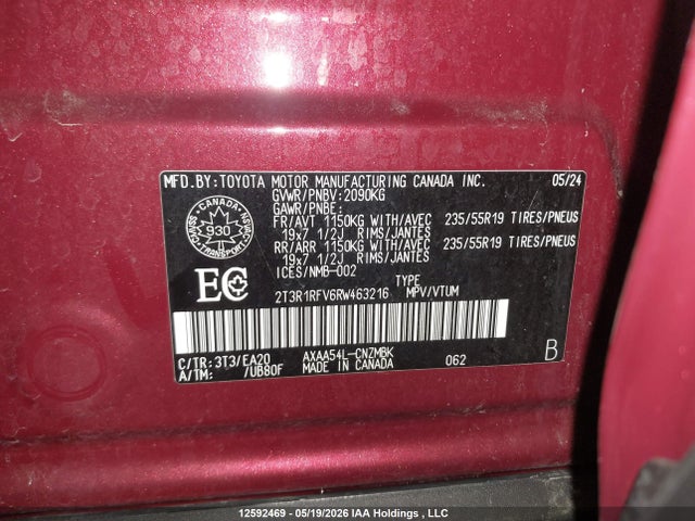 Aukcja sprzedaży 2024 Toyota Rav4 Xle, vin: 2T3R1RFV6RW463216, numer aukcji: 12592469