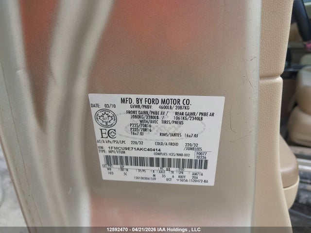 Aukcja sprzedaży 2010 Ford Escape Limited, vin: 1FMCU9E71AKC40414, numer aukcji: 12592470