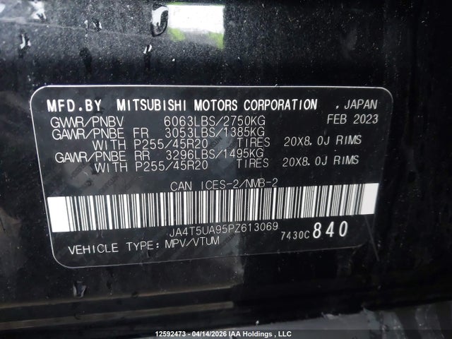 JA4T5UA95PZ613069 Mitsubishi Outlander Se/se Technology/ralliart