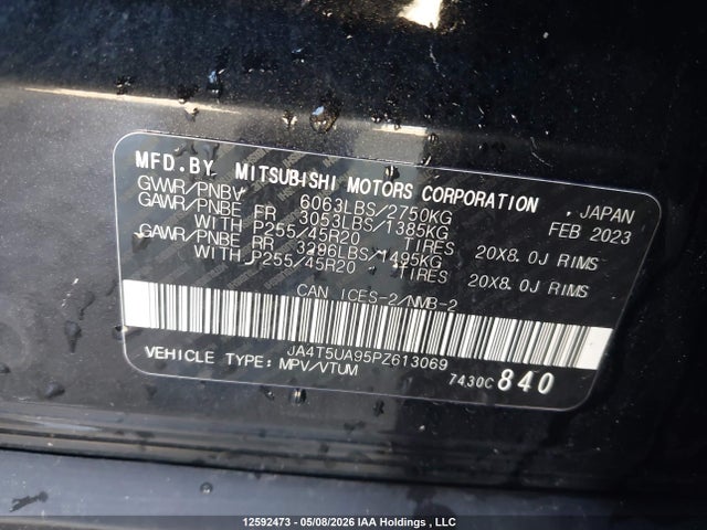JA4T5UA95PZ613069 Mitsubishi Outlander Se/se Technology/ralliart