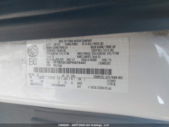 1FTBR2C88PKB78443 Ford Transit T-250