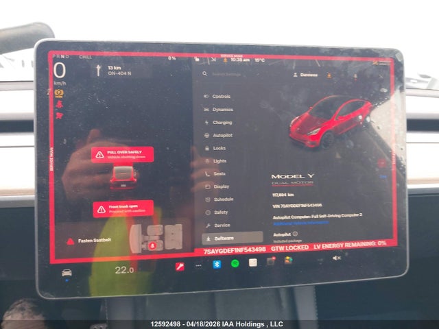 Aukcja sprzedaży 2022 Tesla Model Y Performance, vin: 7SAYGDEF1NF543498, numer aukcji: 12592498